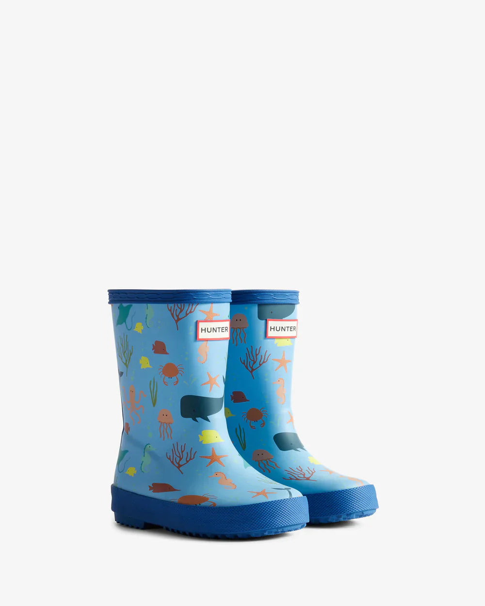 Hunter Original kids first (18 months-8 years) ocean print wellington boot