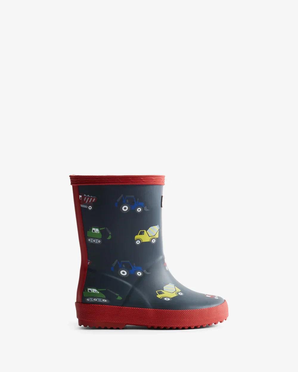 Hunter Original kids first (18 months-8 years) hunter navy construction print wellington boot