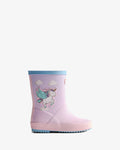 Hunter Original kids first (18 months-8 years) parfait pink unicorn print wellington boot