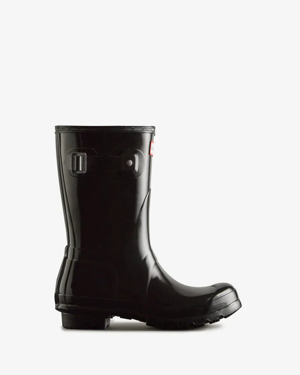Hunter Women's black original short gloss wellington boot