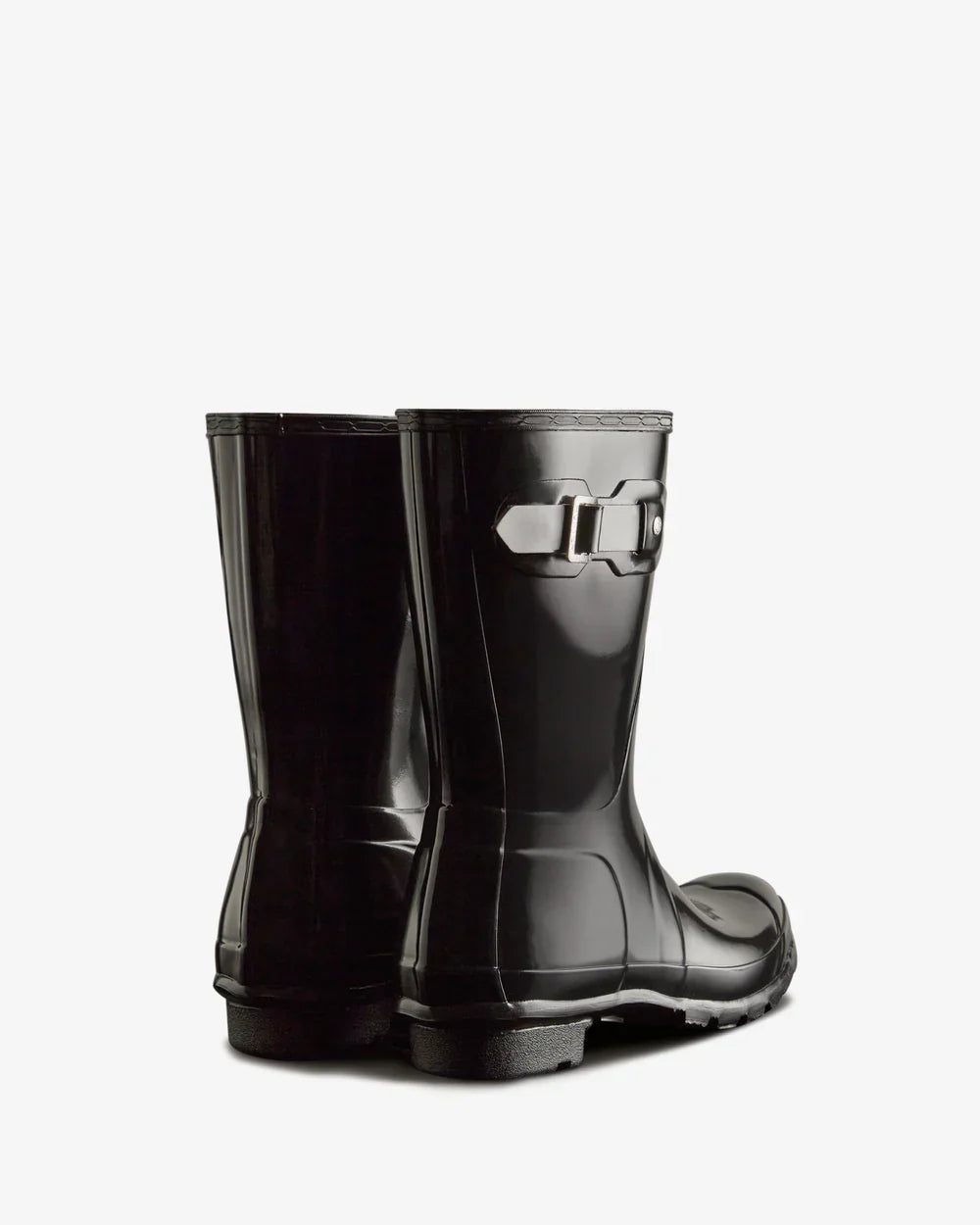Hunter Women's black original short gloss wellington boot