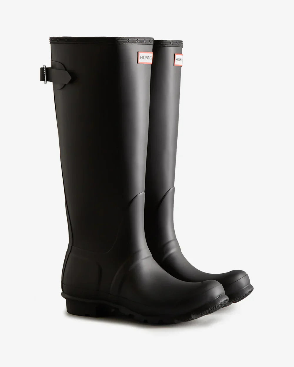 Hunter Women's black tall back adjustable wellington boot