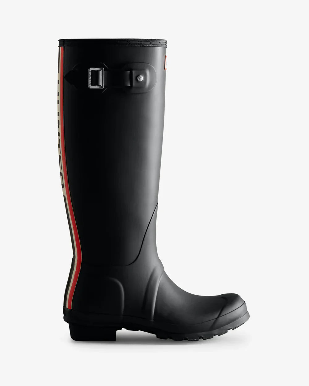 Hunter Women's black tri-colour logo backstrap tall wellington boot