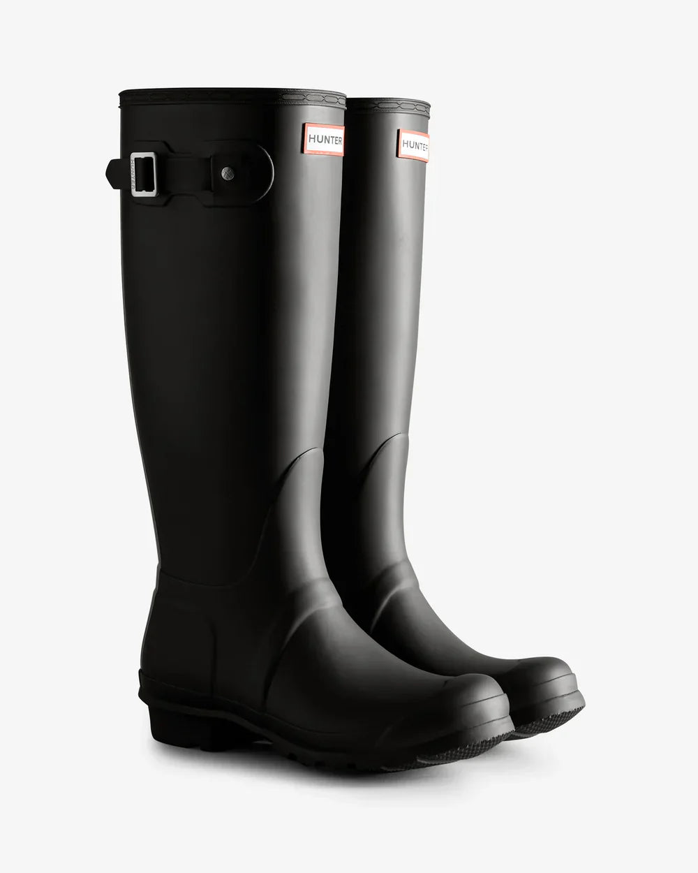 Hunter Women's black tri-colour logo backstrap tall wellington boot