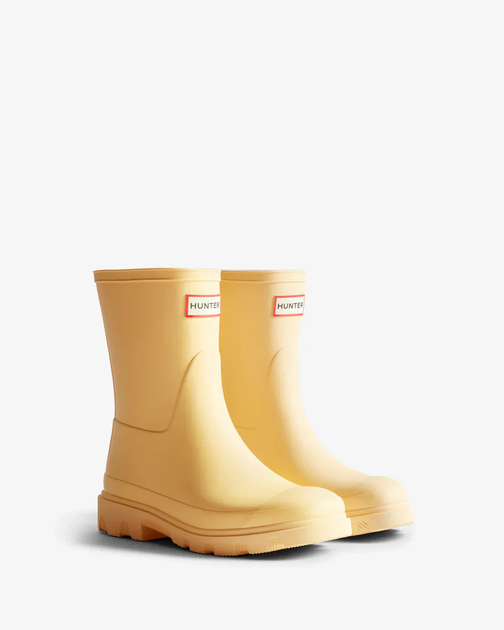 Hunter Women's pale yellow downpour short wellington boot