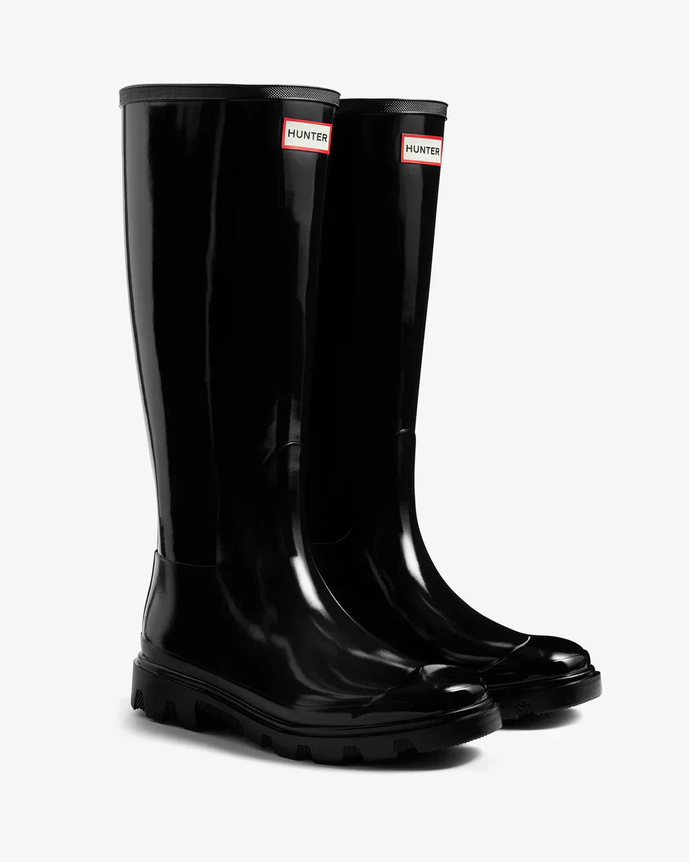 Hunter Women's black downpour tall gloss wellington boot