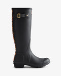 Hunter Women's black leopard print backstrap tall wellington boot