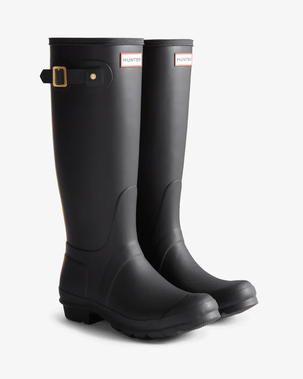 Hunter Women's black leopard print backstrap tall wellington boot