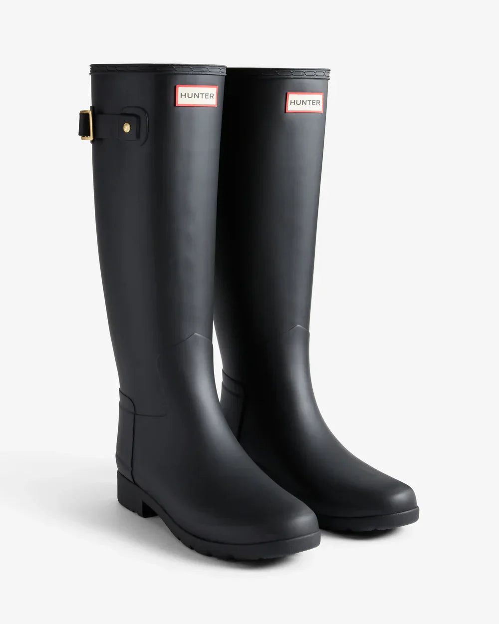 Hunter Women's black refined gold trim tall wellington boot